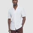 Seersucker Short Sleeve Shirt Cream Stripes
