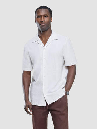 Seersucker Short Sleeve Shirt Cream Stripes