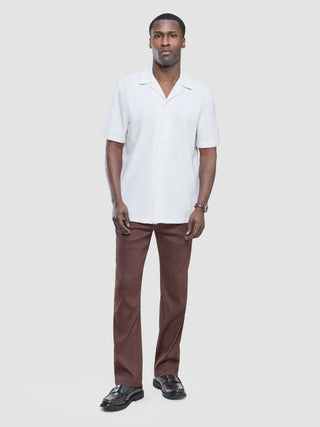 Seersucker Short Sleeve Shirt Cream Stripes