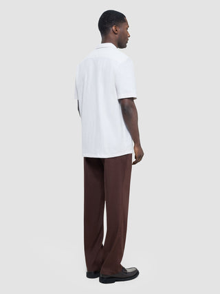 Seersucker Short Sleeve Shirt Cream Stripes
