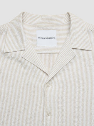 Seersucker Short Sleeve Shirt Cream Stripes