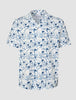 Seersucker Short Sleeve Shirt Navy Palms