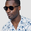 Seersucker Short Sleeve Shirt Navy Palms