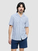 Seersucker Short Sleeve Shirt Navy Stripes
