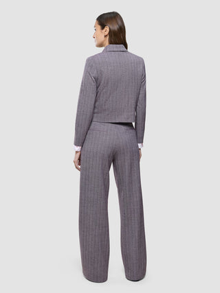 Serene Set Pink Winery Herringbone Short Jacket and Pants Wide