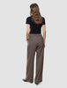 Women Serene Pants Wide Brown Stone Herringbone