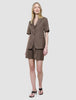 Women Skye Short Sleeved Blazer Dark Chestnut Melange