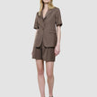 Women Skye Short Sleeved Blazer Dark Chestnut Melange