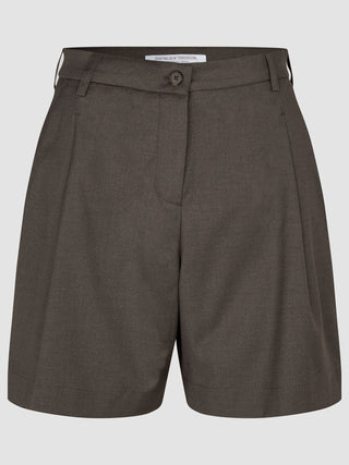 skye set dark chestnut melange short sleeved blazer shorts