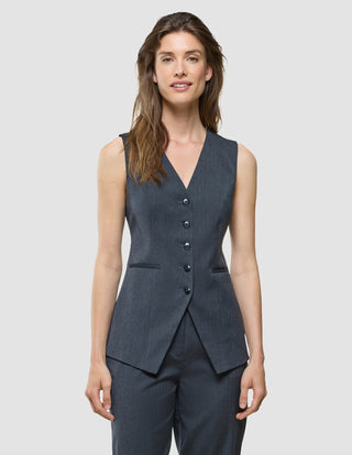 Skye Set Charcoal Melange Long Vest and Tapered Pants