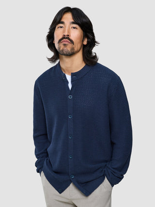Structured Knit Cardigan Dark Navy