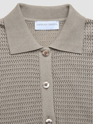 Women Structured Polo Long Sleeve Dark Sand