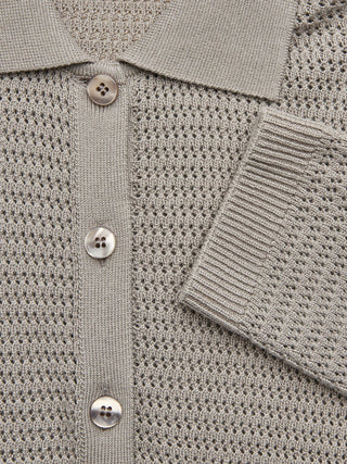 Women Structured Polo Long Sleeve Dark Sand