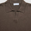 V-Neck Knit Short Sleeve Polo Dark Brown