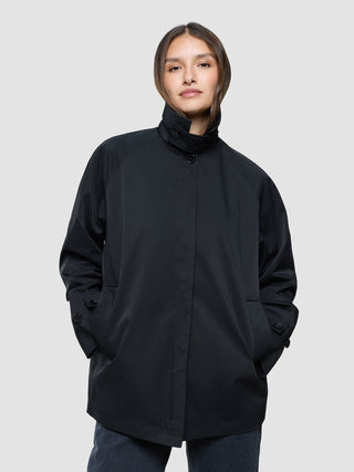 Women Waterproof Trench Coat Short Black