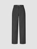 Damenhose GO2 in gerader Passform, dunkelgrau meliert, aus Doubleface-Material, mit Knopfleiste, Gürtelschlaufen und Seitentaschen.