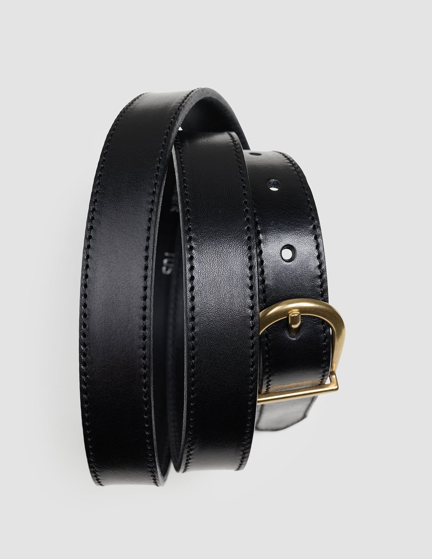 Women's Thin Leather Belt Gold Black