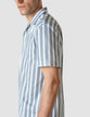 Bowling Short Sleeve Shirt Bold Stripes Light Blue