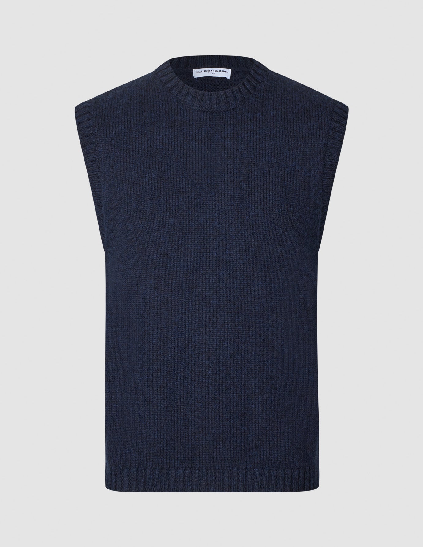 Chunky Soft Wool Knit Vest Dark Navy Melange