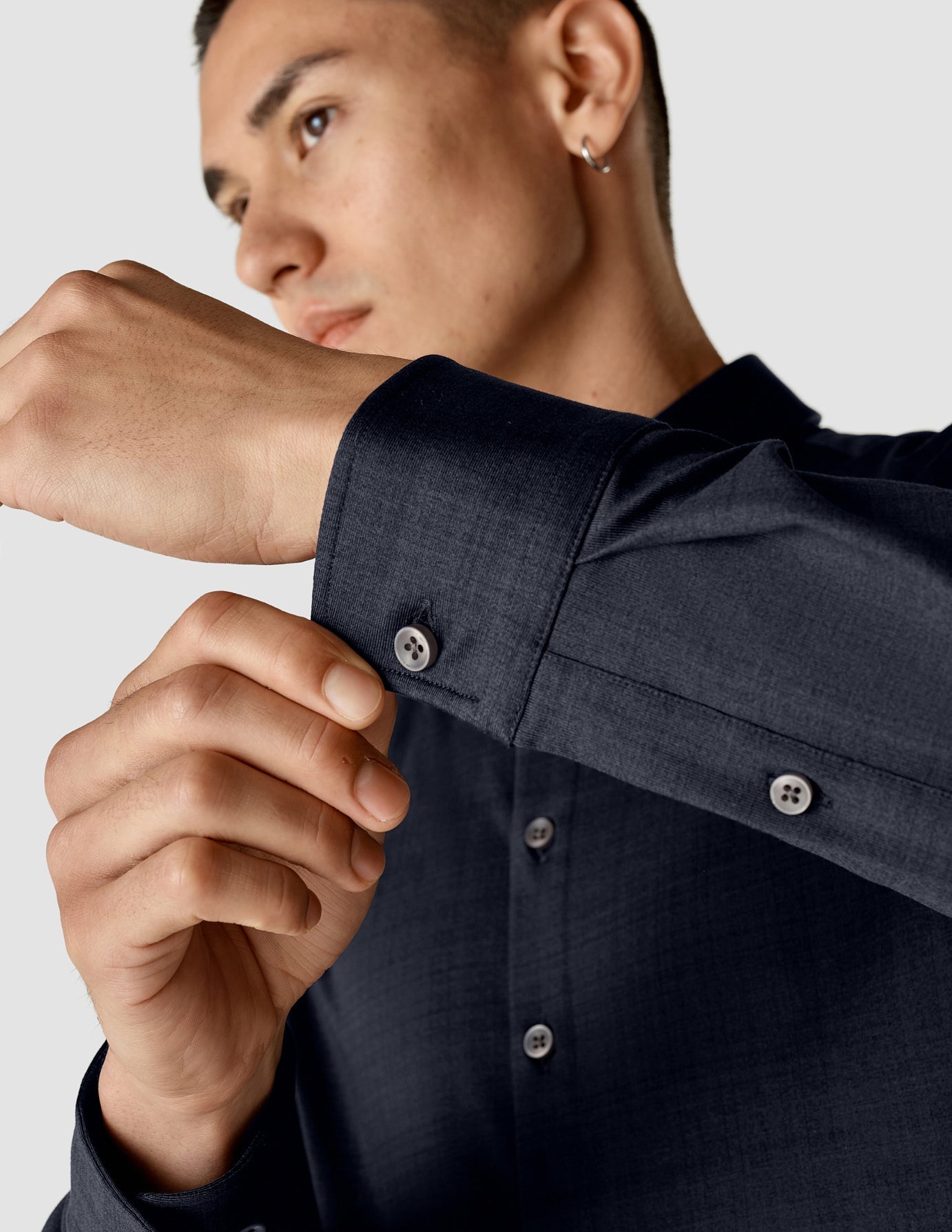 Classic Hemd Dark Navy Melange Slim