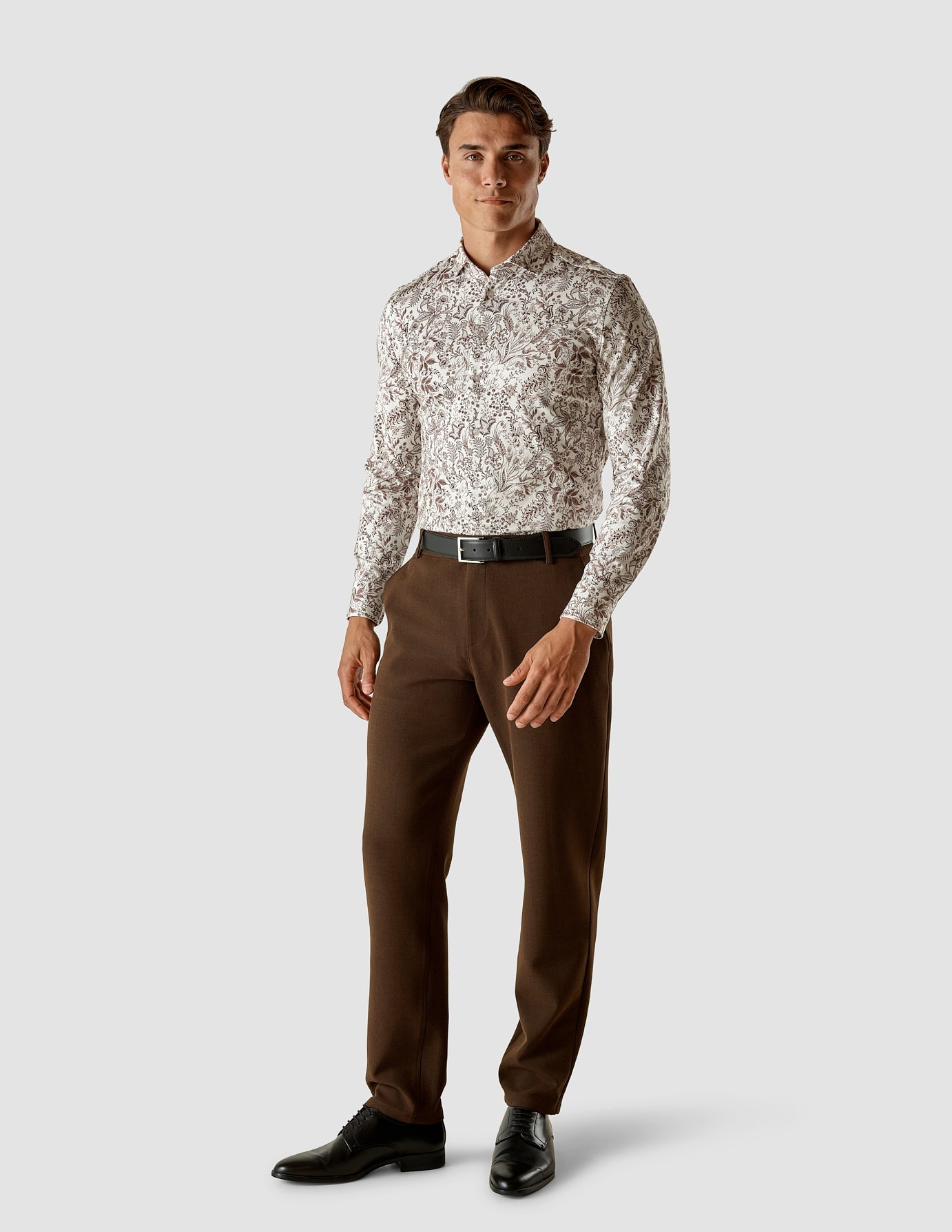 Classic Hemd Flower Wine Slim