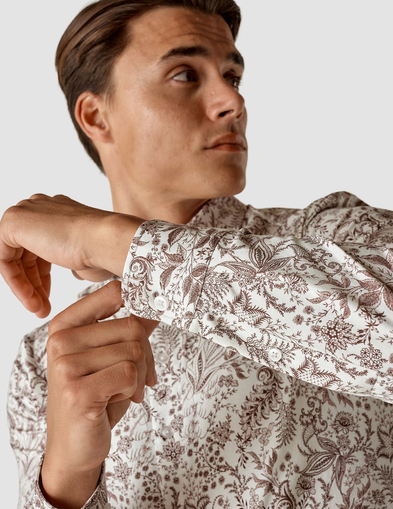 Classic Hemd Flower Wine Slim