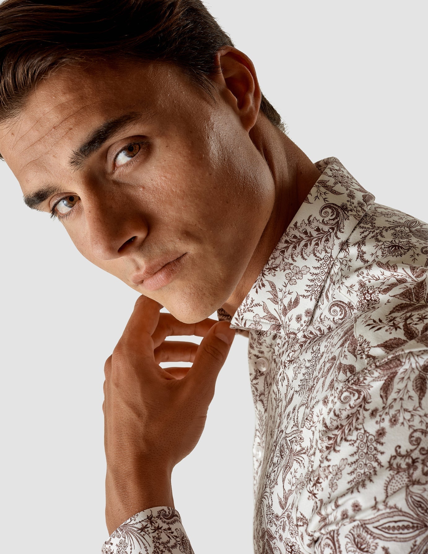 Classic Hemd Flower Wine Slim