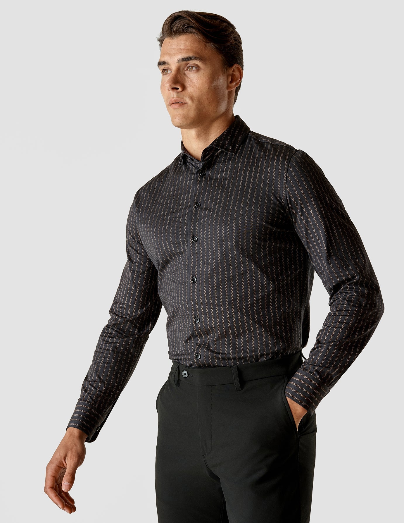 Classic Hemd Twill Rusty Black Slim