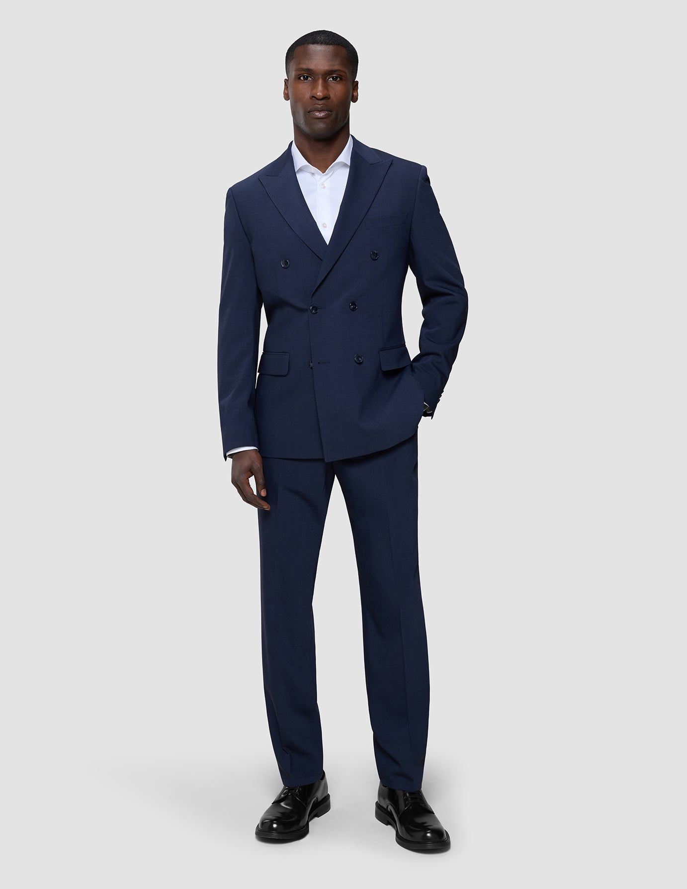 Double Breasted Tech Wool Blazer Navy