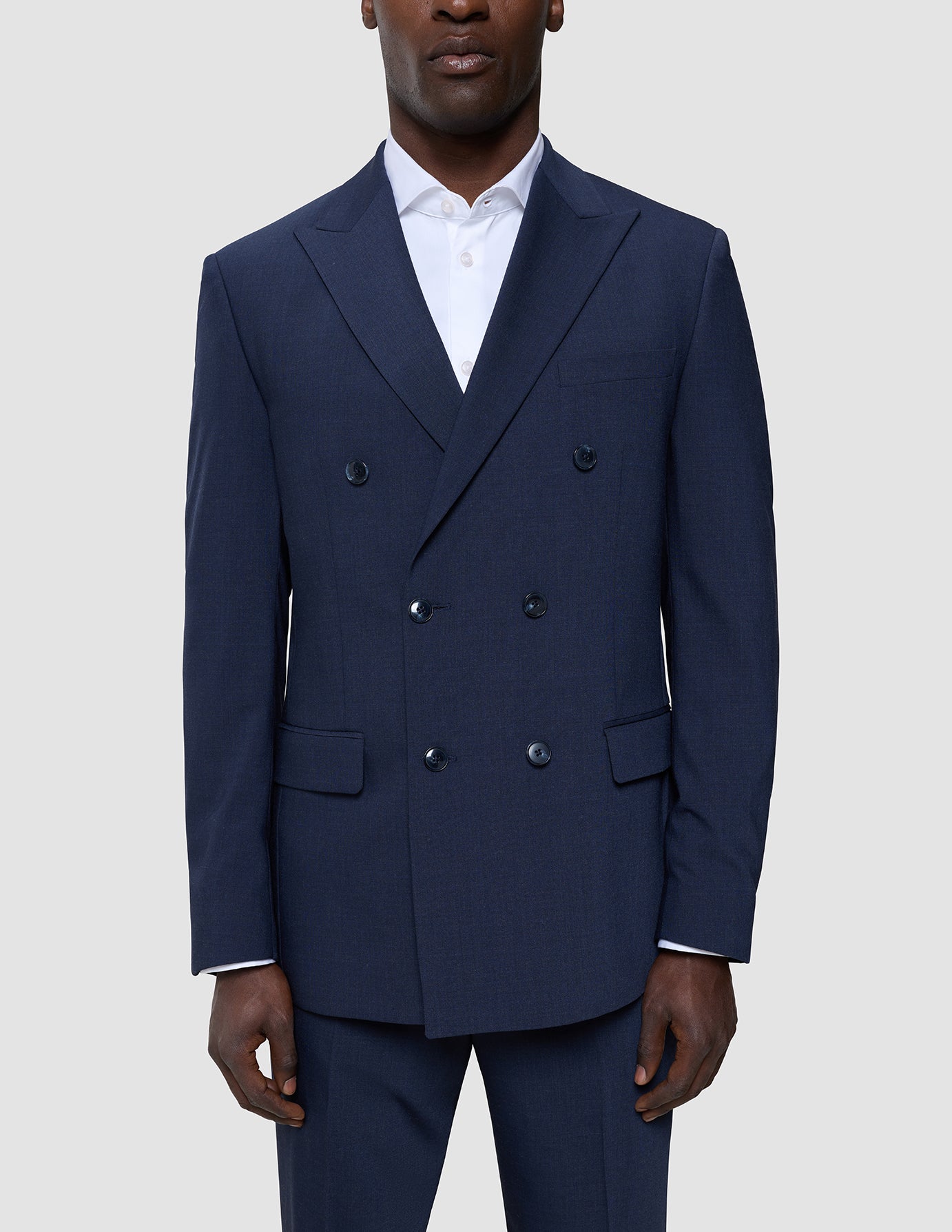 Double Breasted Tech Wool Blazer Navy