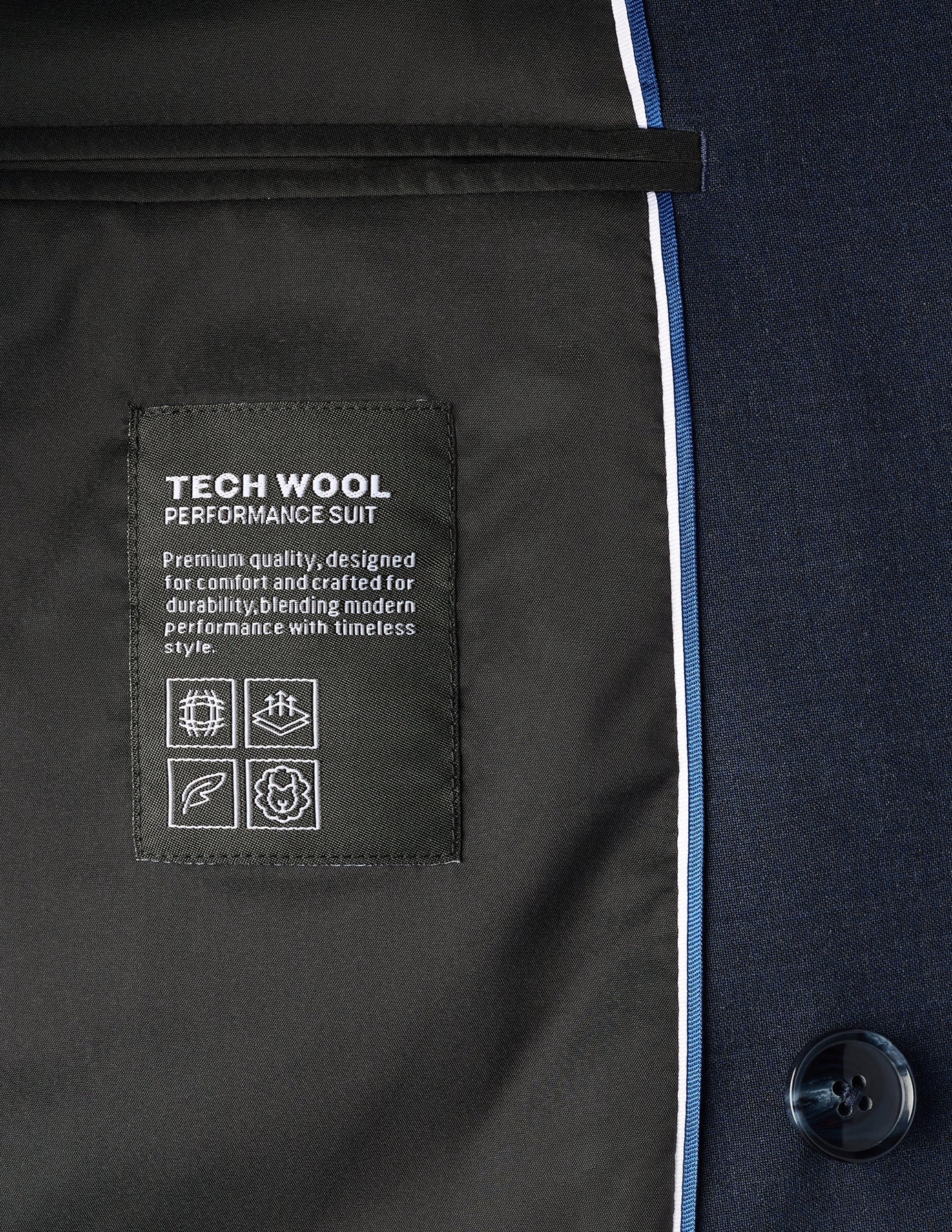 Double Breasted Tech Wool Blazer Navy