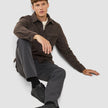 Double Layer Wool Overshirt Saddle Brown