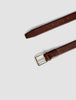 Elastic Leather Belt Dark Brown