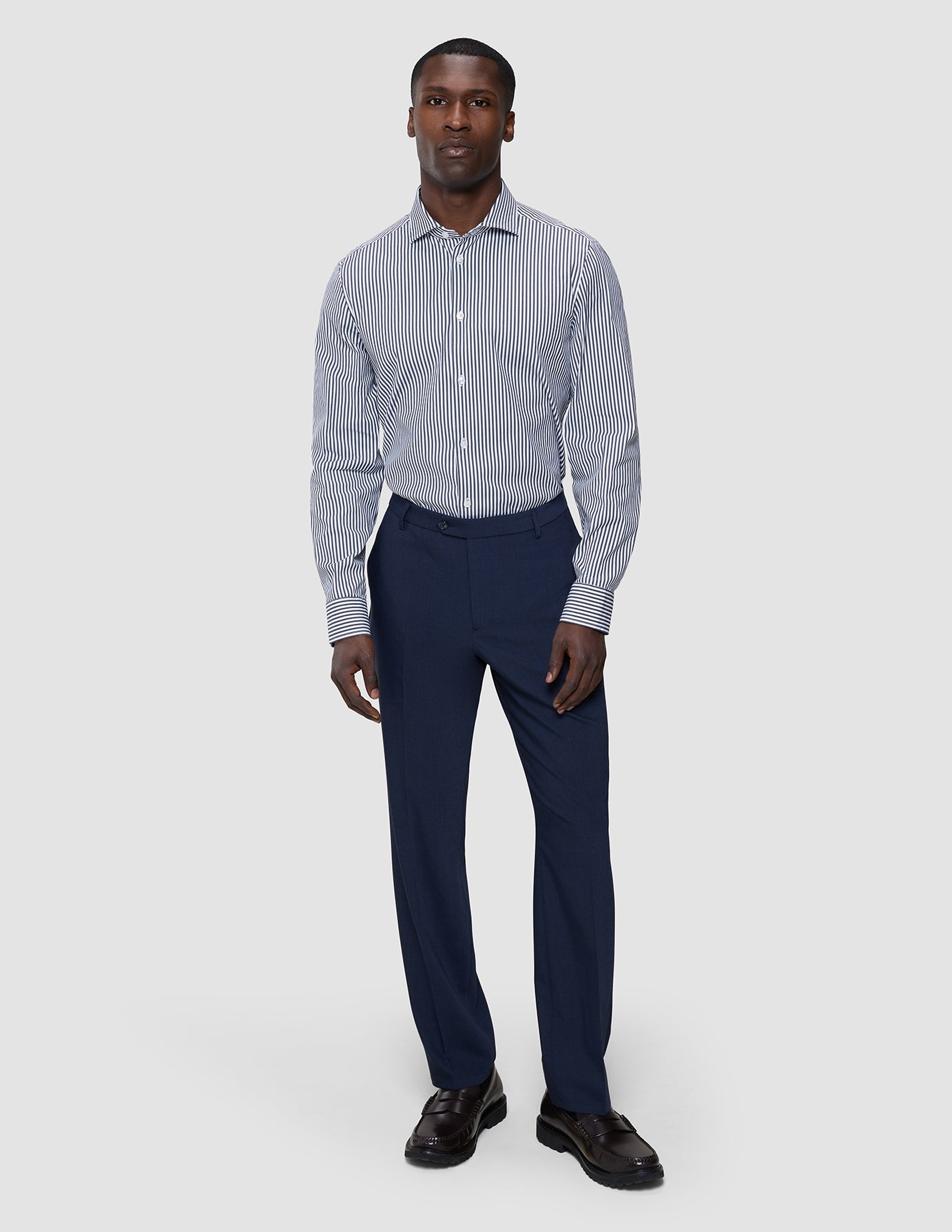 Elevated Shirt Navy Stripe Thin Slim