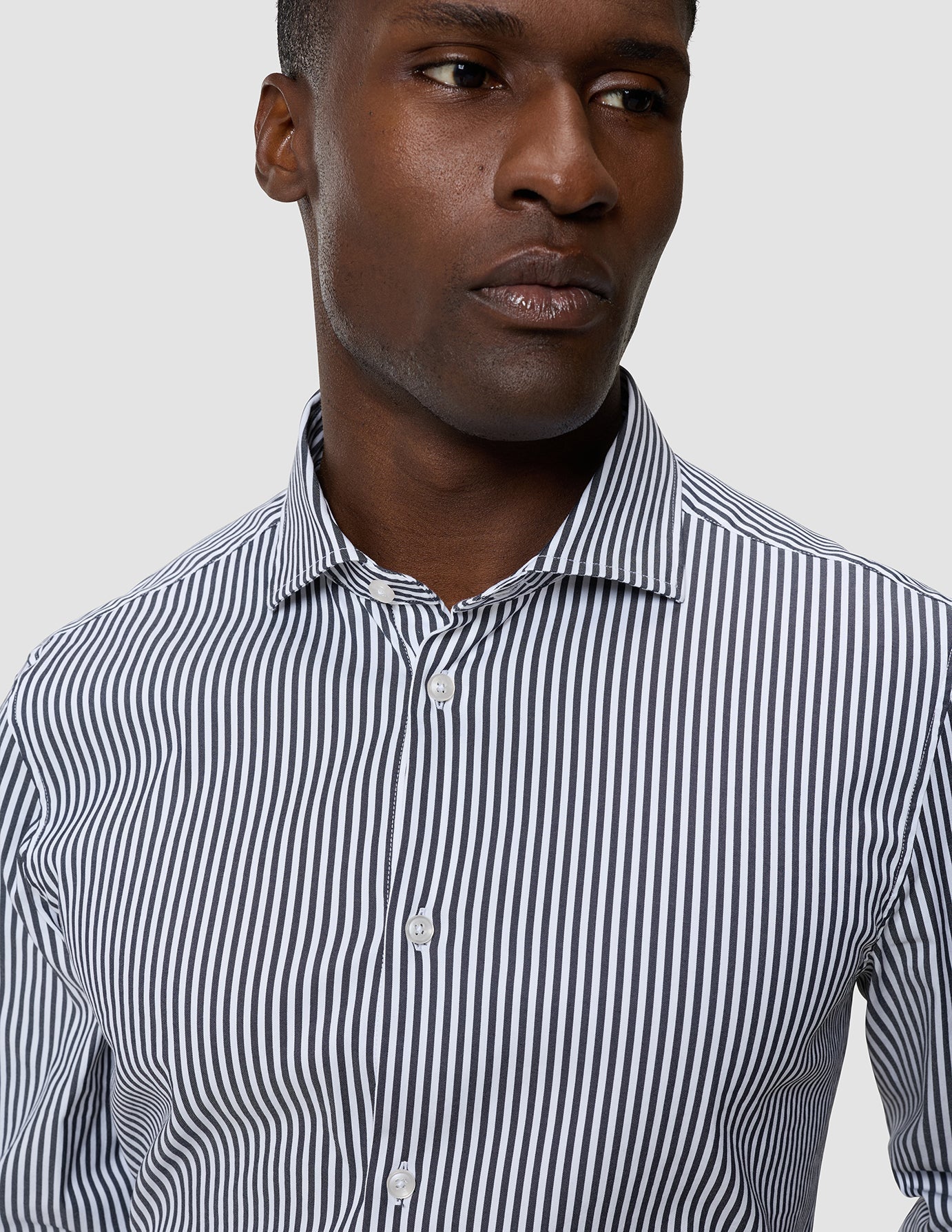 Elevated Shirt Navy Stripe Thin Slim