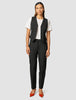Essential Pants Tapered Black Silver Pinstripe