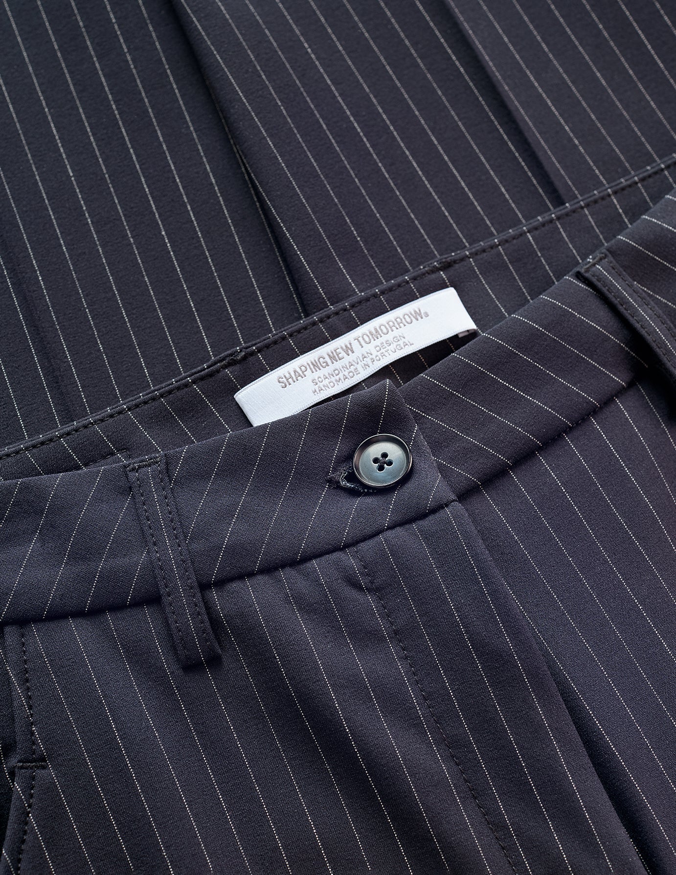 Essential Pants Straight Navy Pinstripe