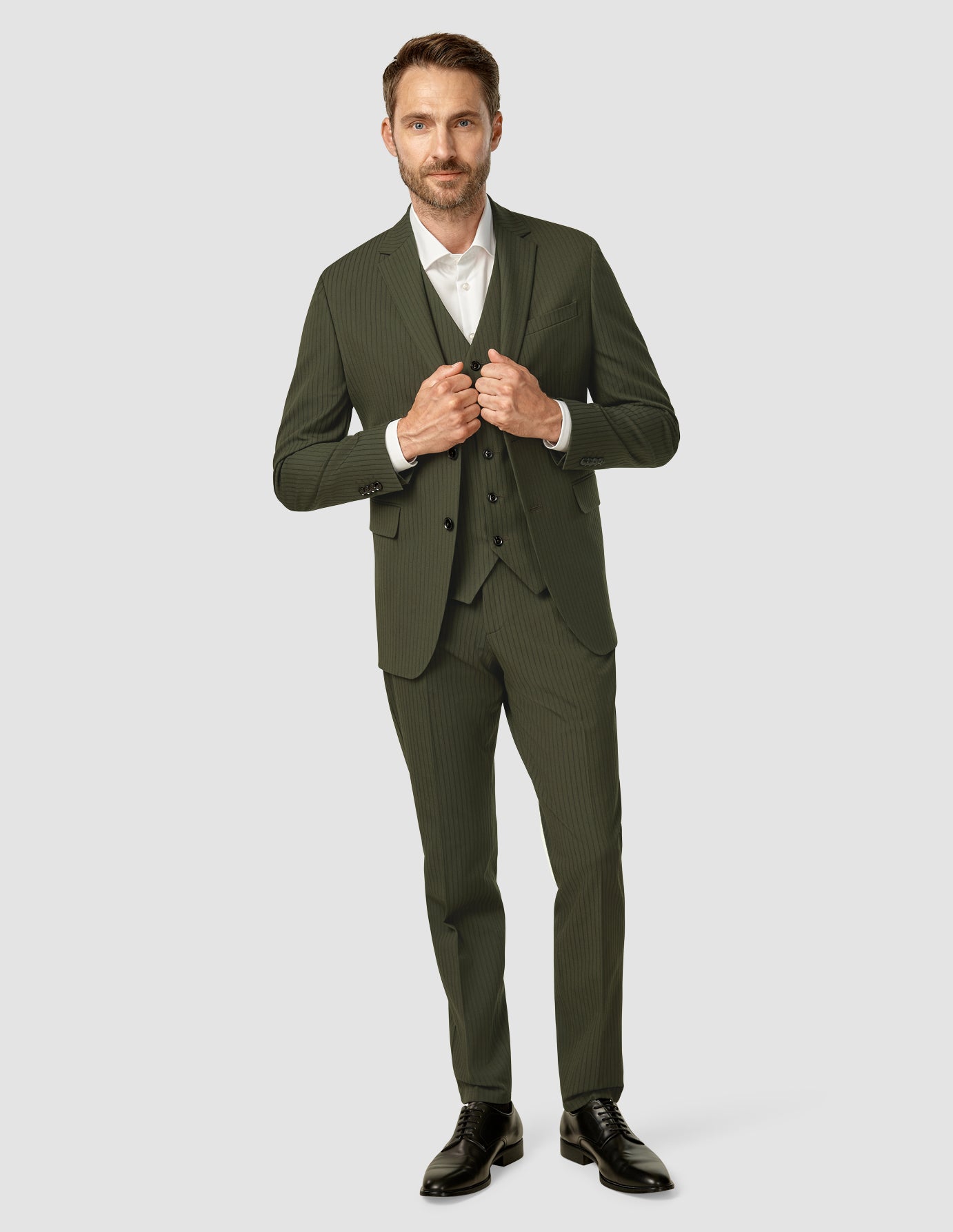 Essential Vest Moss Green Pinstripe