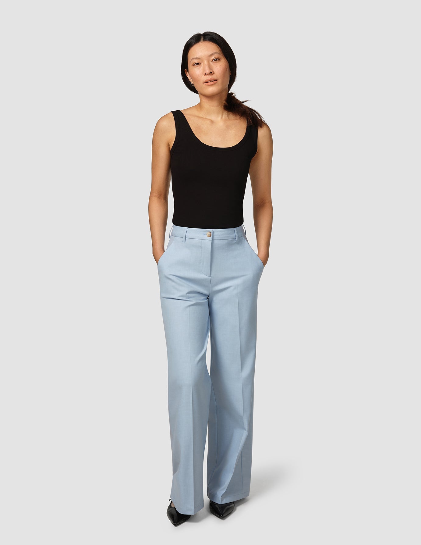 Essential Pants Wide Sky Blue Melange