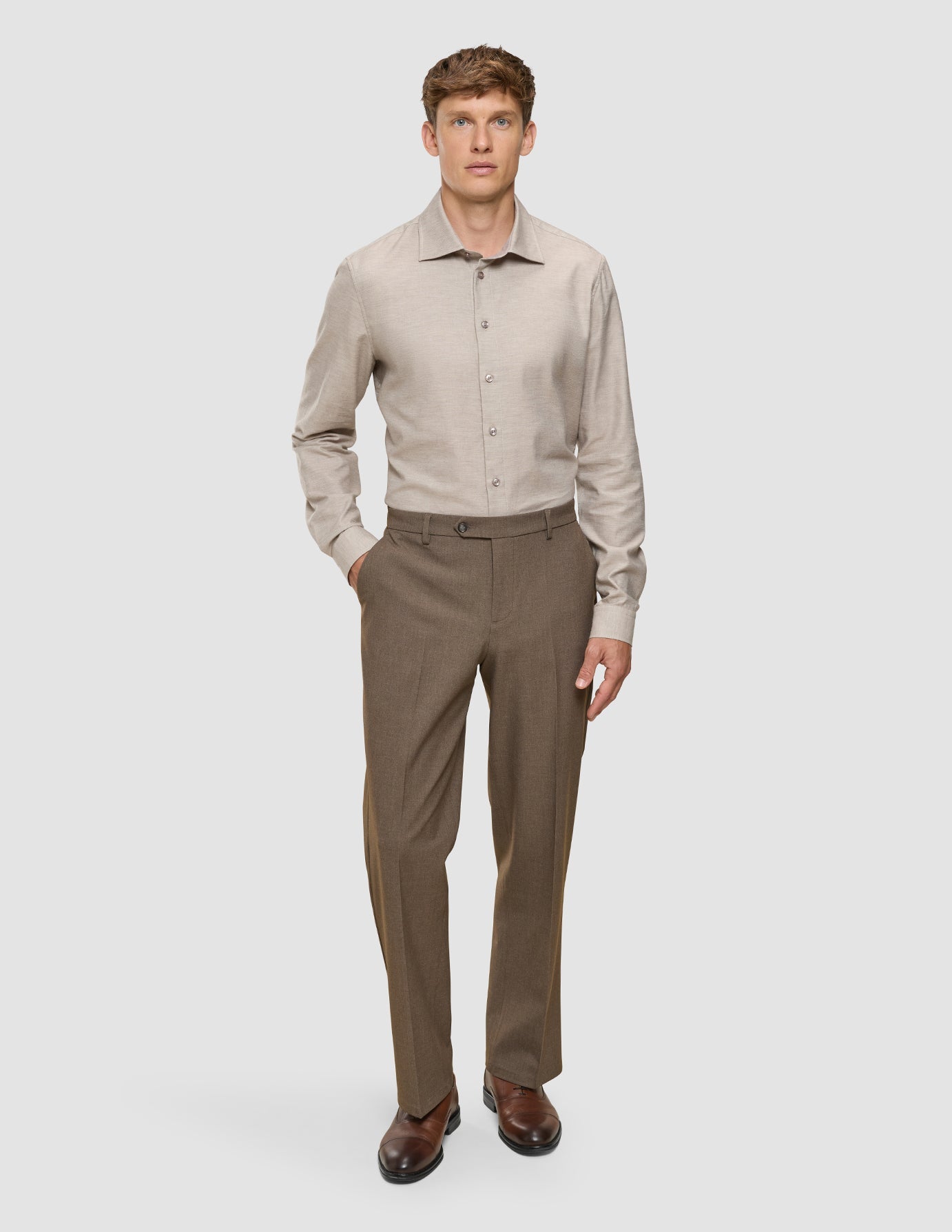 Essential Suit Pants Relaxed Fit Saddle Brown Melange