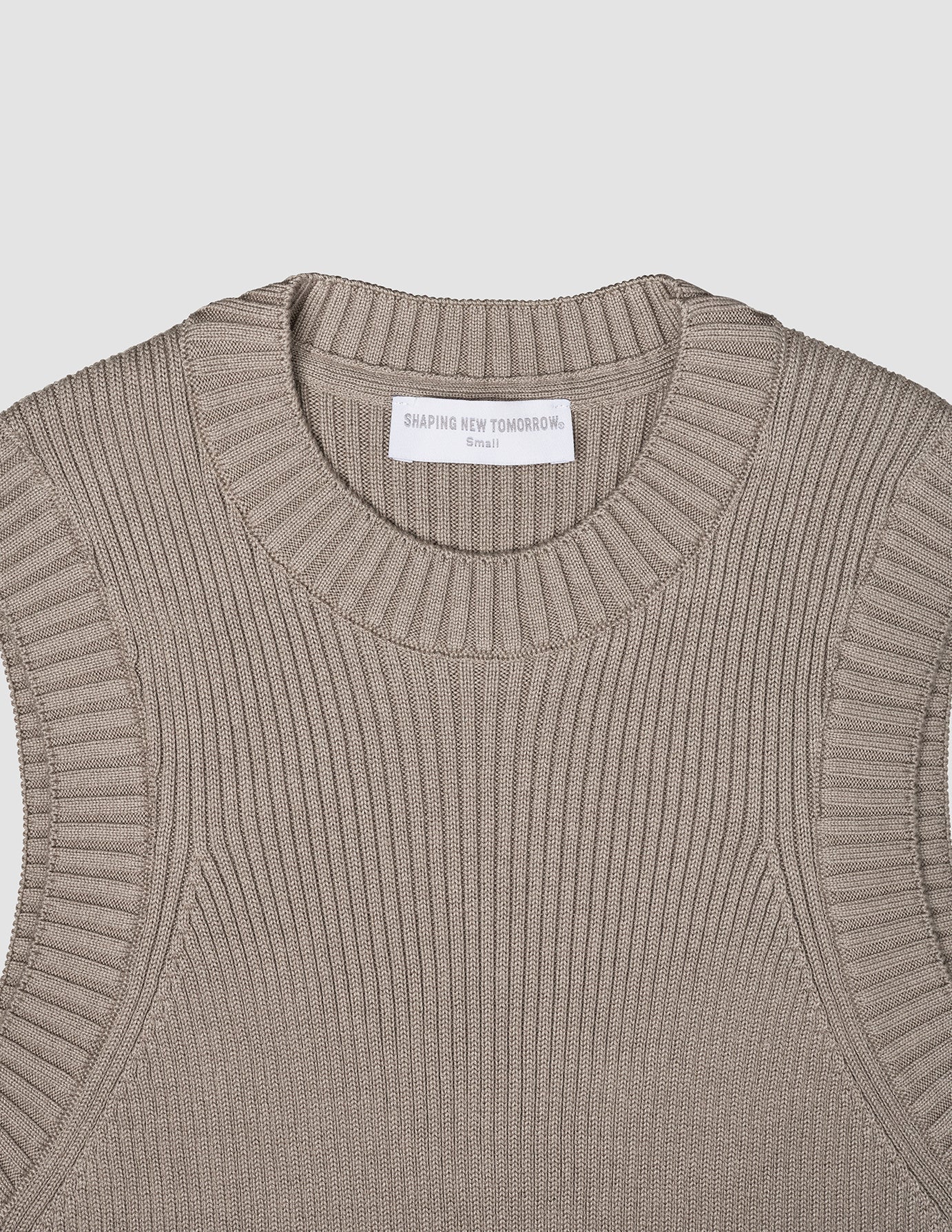 Women's Fine Knit Rib Vest Dark Sand