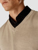 Fine Knit V-neck Khaki Molinaire