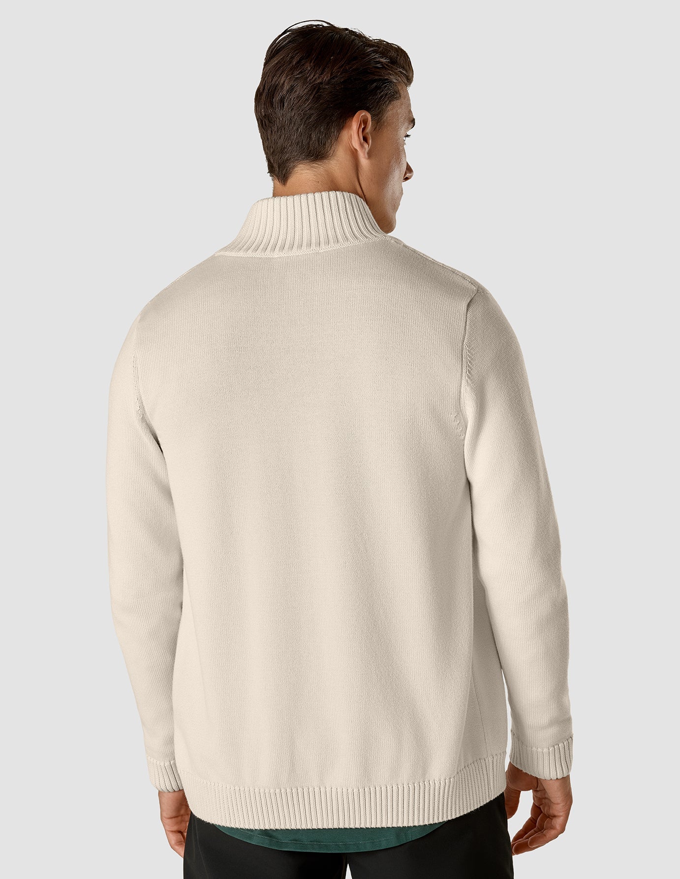 Heavy Knit Full Zip Off White