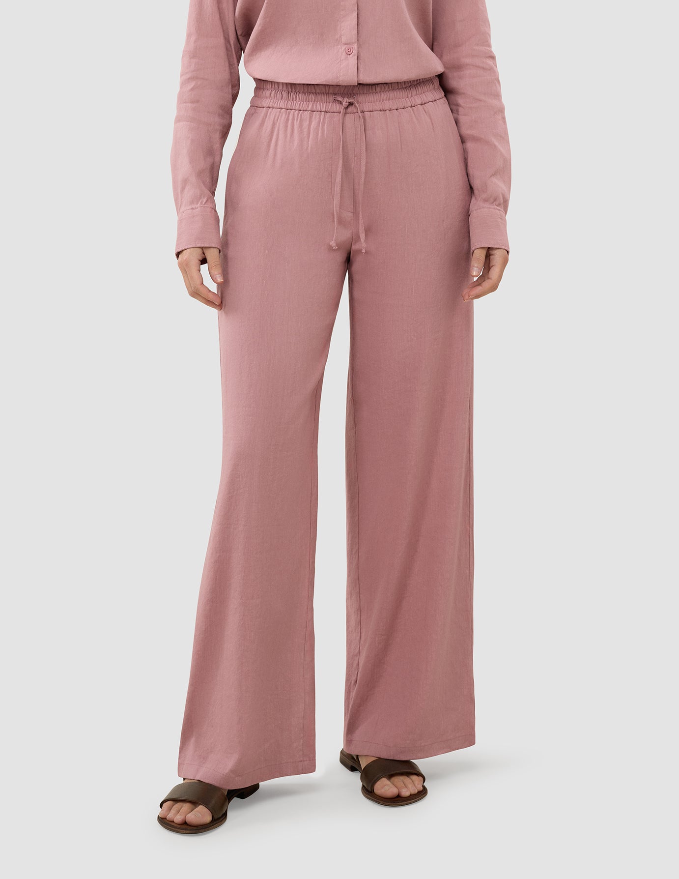 Women's Linen Pants Relaxed Dusty Cerise