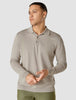 Silk / Cotton Long Sleeve Polo Light Grey