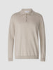 Silk / Cotton Long Sleeve Polo Light Grey