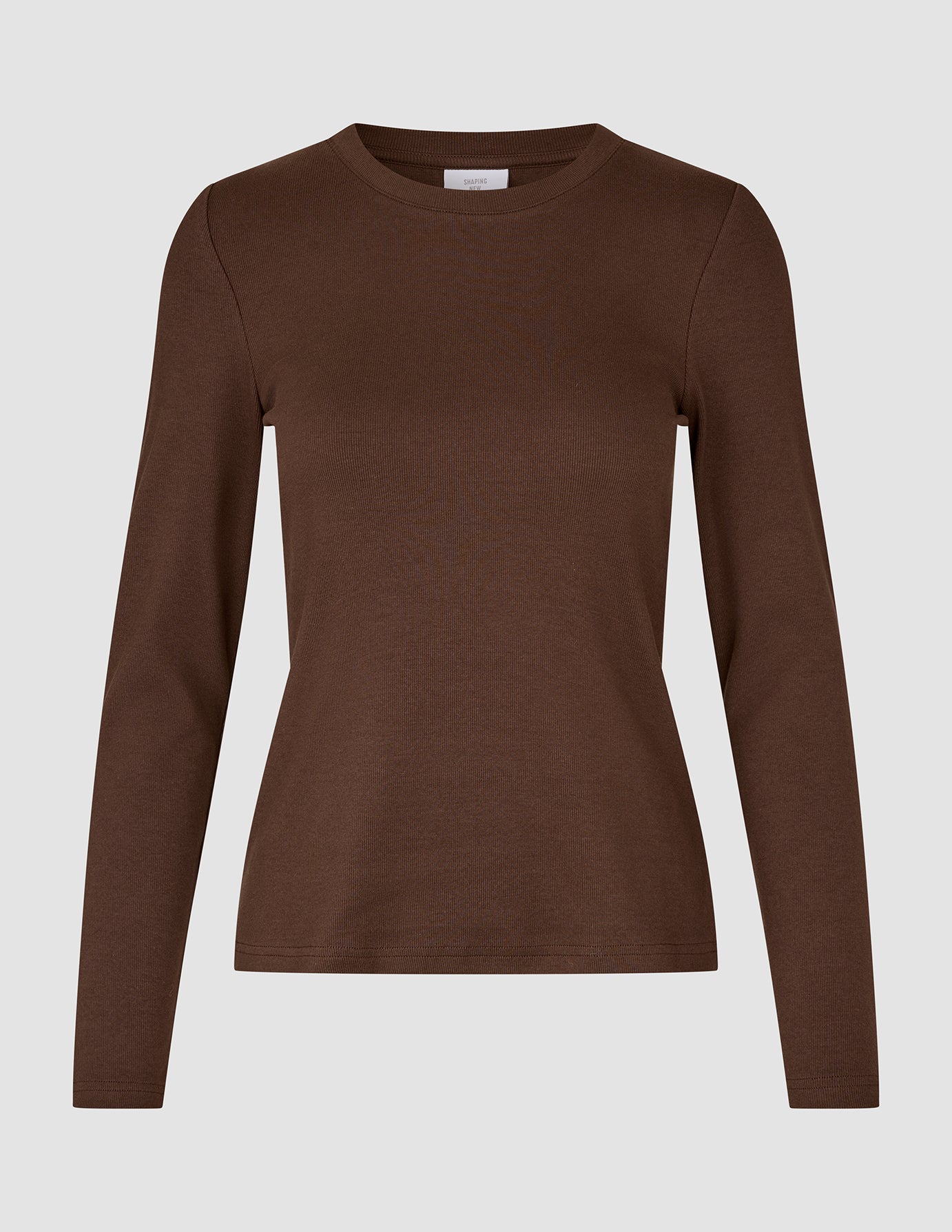 Women Rib T-shirt Long Sleeve Espresso