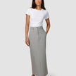 Essential Maxi Skirt Light Grey Pinstriped