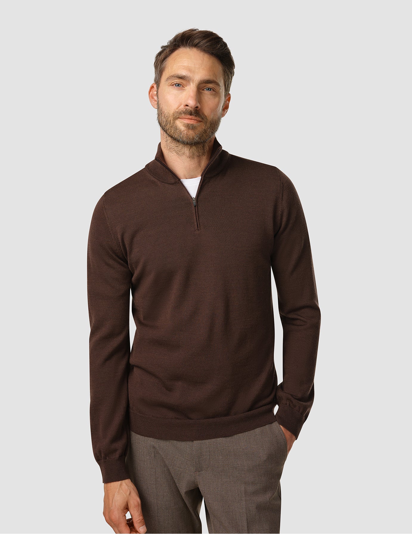 Premium Merino Half Zip Espresso Shaping New Tomorrow