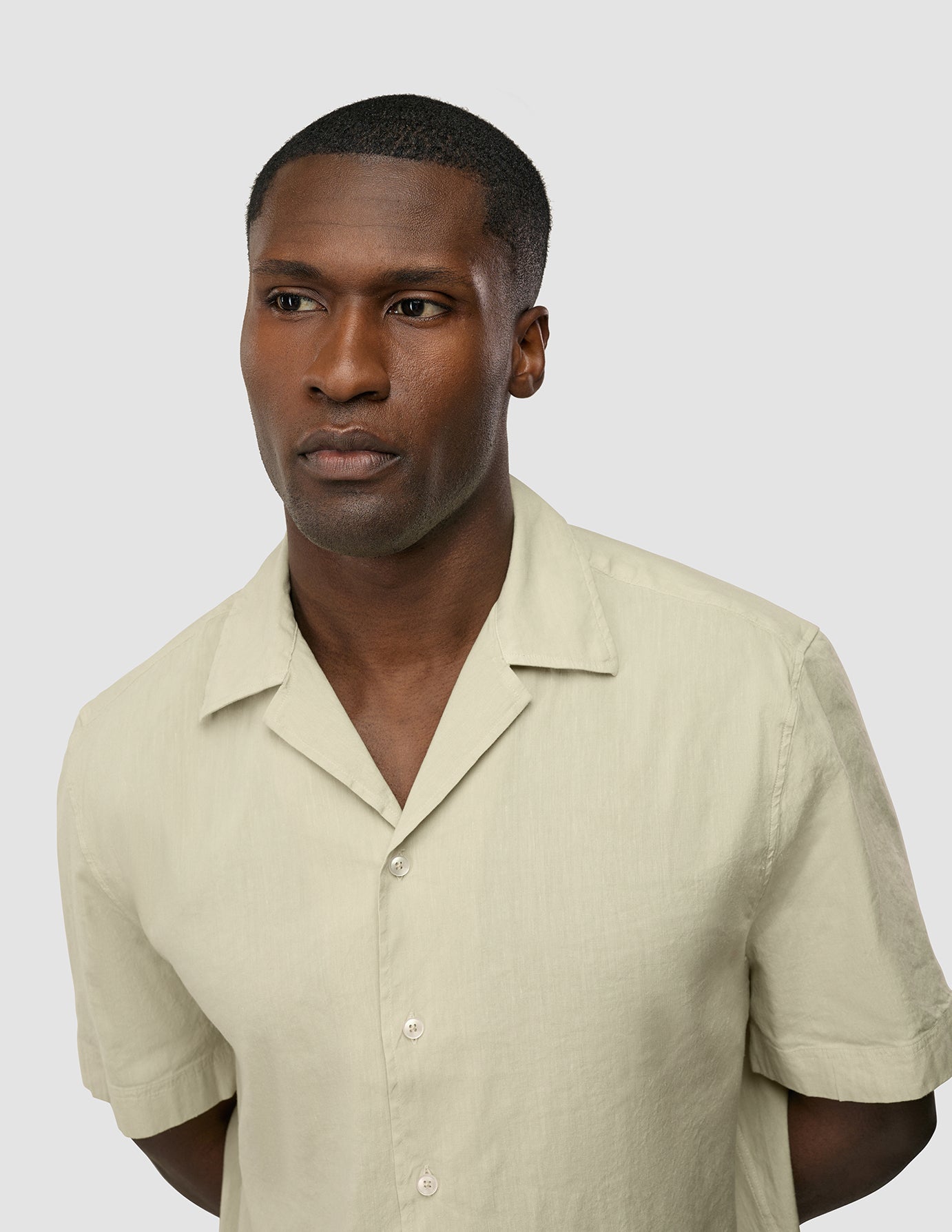 Refined Linen Bowling Short Sleeve Shirt Soft Sand